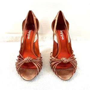 Beautiful Hype Metallic Bronze/Orange Heels